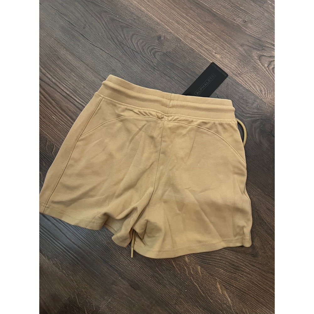 Alphalete Womens Essential Core Short Safari Tan Athletic Sweat Shorts XS NEW - Picture 2 of 3